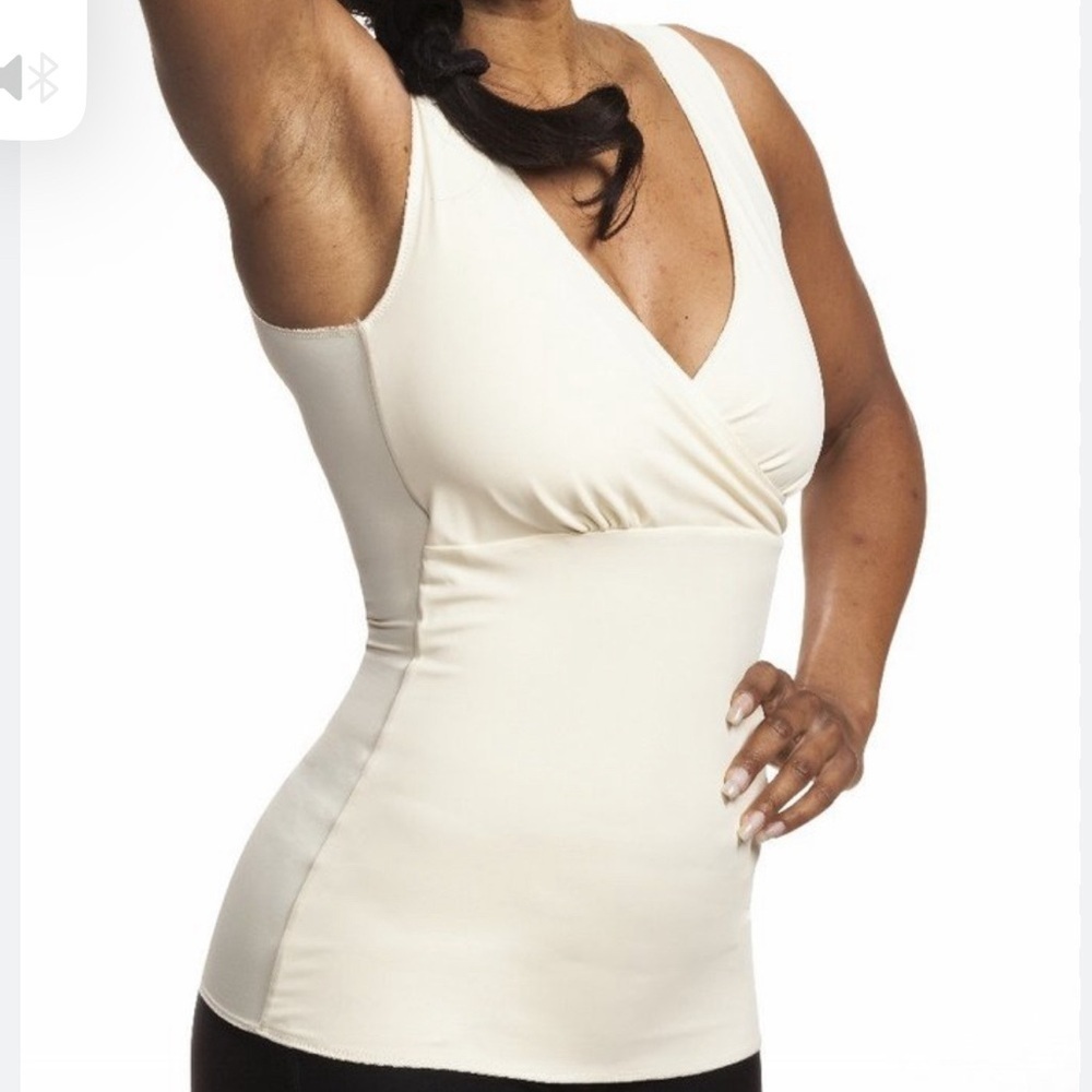 Spanx by Sara Blakely Compression Tank Cream Shapewear Cami V Neck Sz. Large